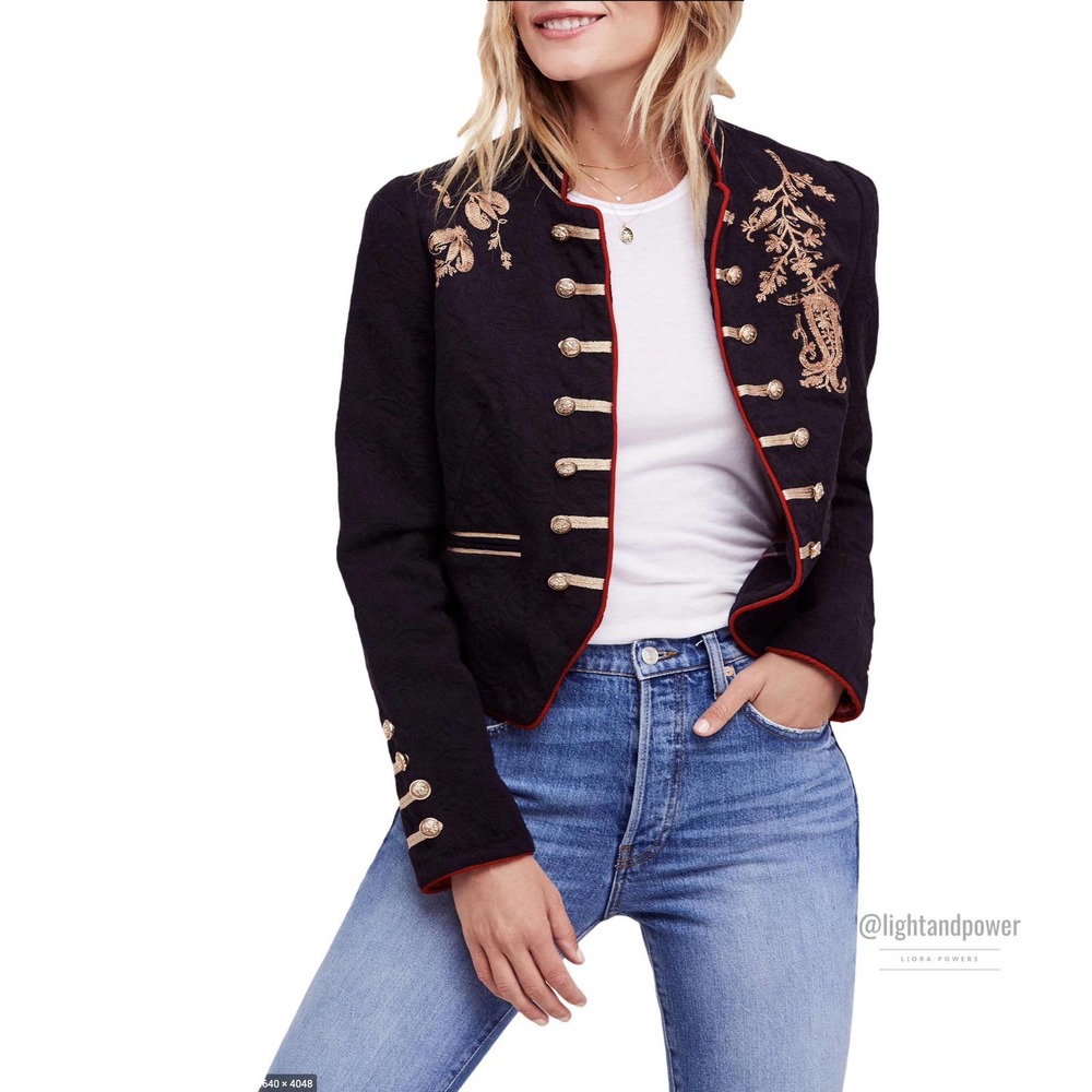 Free People Lauren Band Military Jacket M EUC